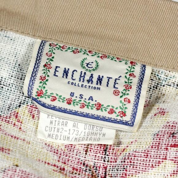 Vintage 1990s Enchanté Collection Floral Zip Up Collared Crop Top Medium - Picture 5 of 7